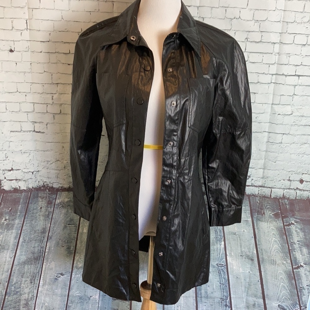 Zara Faux Vegan Leather Long Sleeve Mini Dress Party Bloggers Favorite Goth - Picture 13 of 16